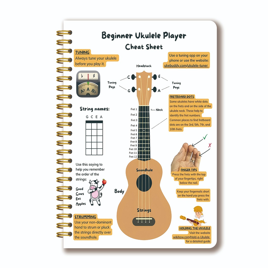 TEMU Ukulele Chord Music Notebook With Chord Charts - 5.5x8.3 Inch Ruled Journal Suitable For Songwriters, Musicians, Ukulele Lessons, Practice
