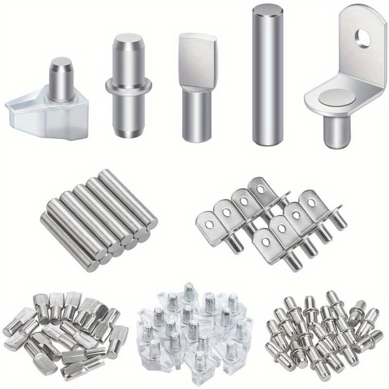 

116pcs Shelf Pin Kit, Heavy-duty Metal & Plastic Shelf Supports, Nickel Plated, , With Cabinet, Bookshelf, Garden Shelf, Table & Chair