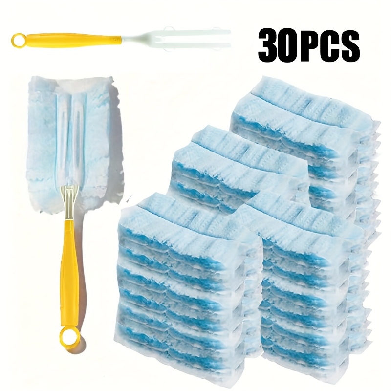 Set de 21 piese (20 cârpe de praf albastre + 1 mâner) Mătură de praf electrostatică de unică folosință, un must-have pentru curățarea casei și a mașinii, mobilă, tastatură și mătură de praf pentru mașină cu capete de schimb, o unealtă de curățare multifuncțională.
