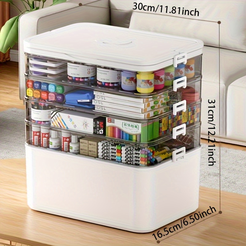 2025 Upgraded Version With Handle 3-4-5 Layer Plastic Storage Box - No , Ideal For Sewing Tools, Medicines, Hair Additions, Art Supplies, Storage, Cosmetics And, Suitable For 4-6 Person Families