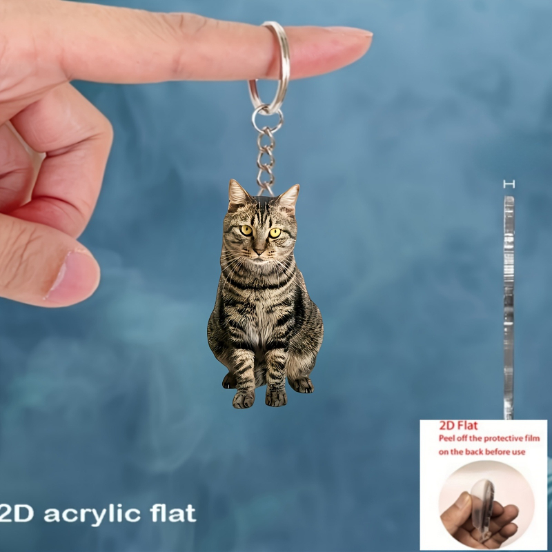 TEMU 2d Flat - 1pc Of 2d Flat Acrylic Keychain - Perfect For Bags And Keys, An Ideal Christmas Gift, And Great For Home And Outdoor Decoration