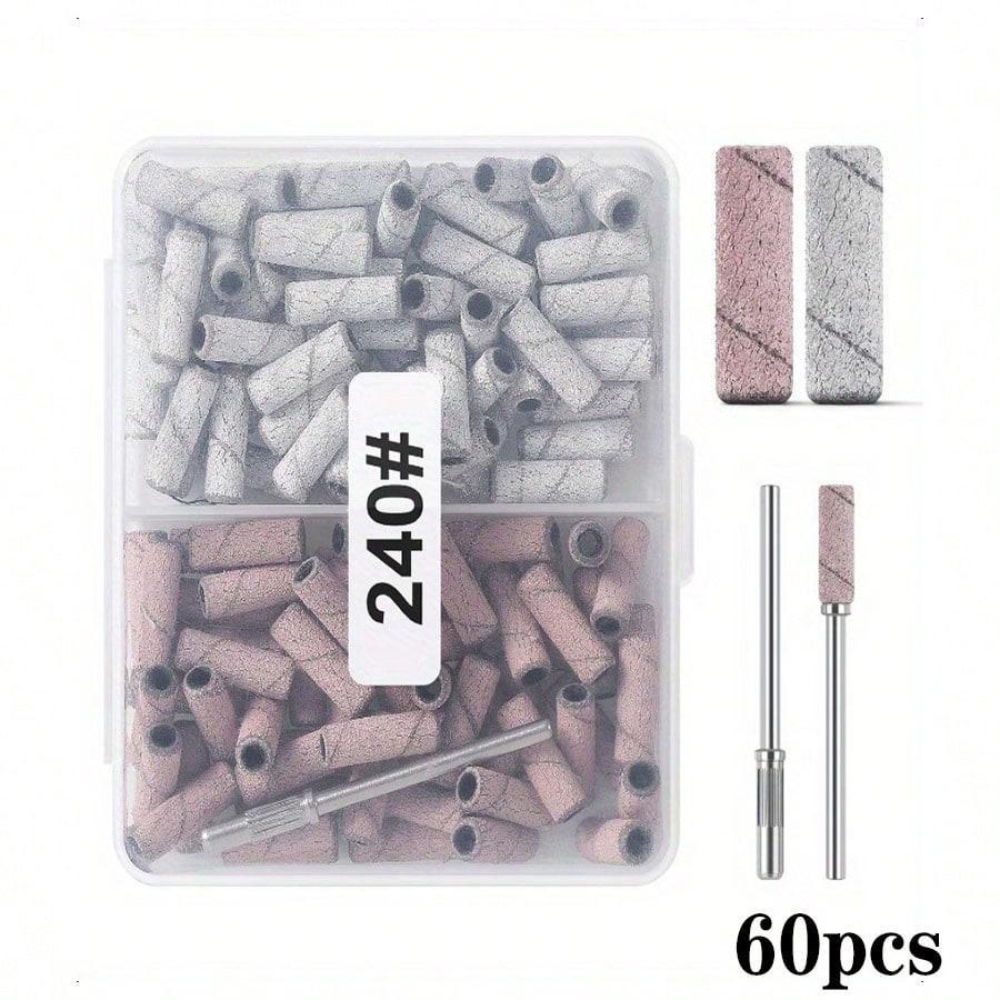 TEMU 60pcs Mini Bandes de ponçage pour ongles 3Mm, Grain 180/240 pour manchons de ponçage pour de perceuse à ongles, Jetables pour bandes de ponçage