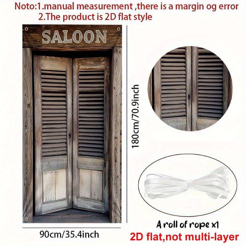 TEMU 2d Door Banner, Western Saloon Door Banner - Vintage Decoration With Saloon Sign, No Electricity Needed Door Decoration For Western-themed