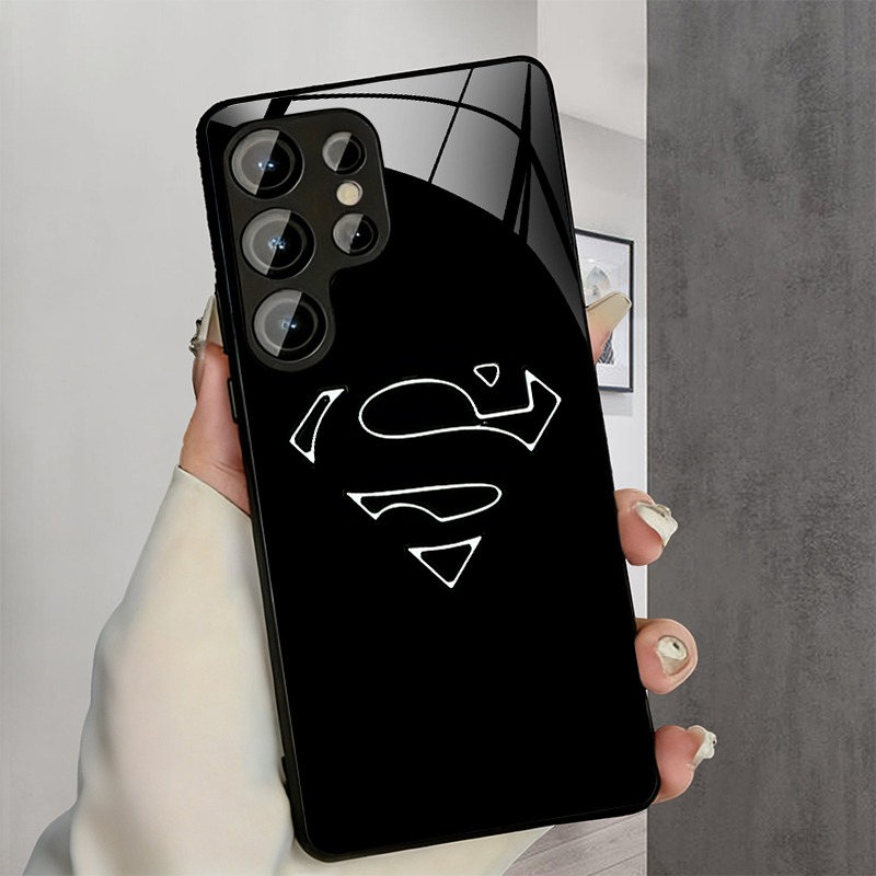 TEMU Phone Case - Warner Officially Licensed Superman Classic Emblem Tempered Glass Phone Case Compatible With S26 25 24 23 22 21 20 Edge Fe & A57 37