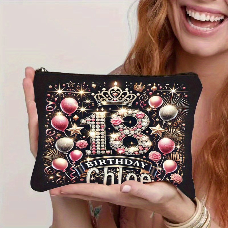 TEMU Bolsa de Maquillaje Personalizada con - 1 Pieza, Diseño Moderno, Regalo de Amor para Fiestas, Bolsa de Viaje Elegante con Cremallera, Bolsa de