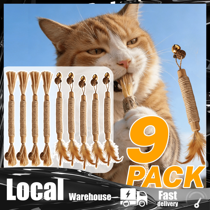 TEMU Cat Chew Toys - Natural Sticks For Teeth Cleaning, 9/12 Pack Interactive Dental Treats & Consumable Lick Toys For Indoor Cats And Kittens
