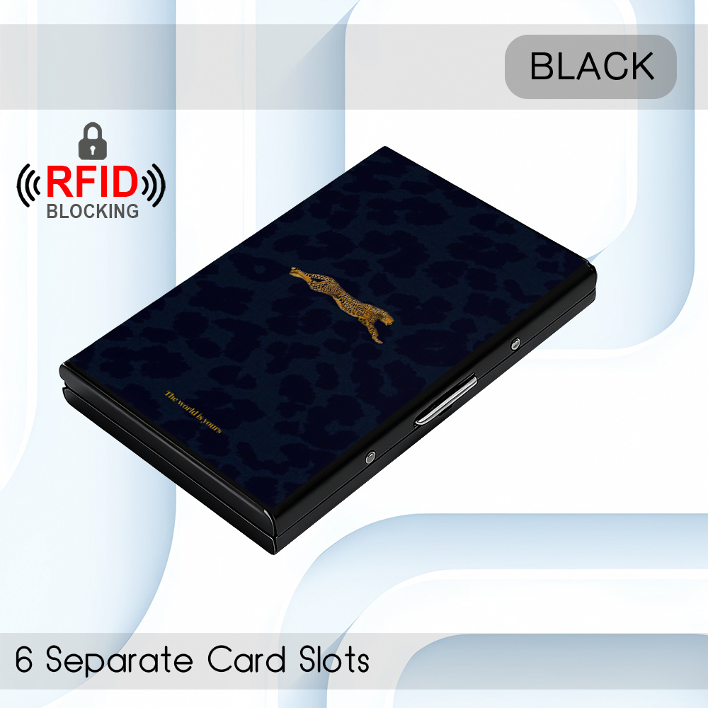 TEMU Leaping Pattern, Dark Print Minimalist Metal Wallet, Anti-theft Credit Card Bank Card Storage Bag, Creative Metal Card Holder, With Snap Button