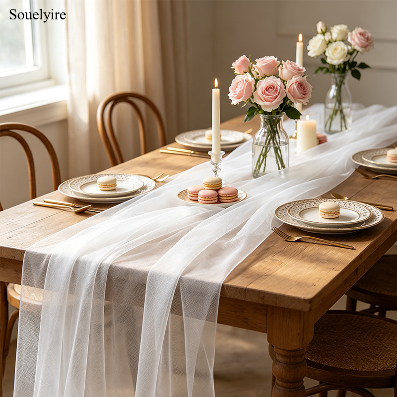 TEMU Voilage fluide multicolore en tulle transparent, rouleau de gaze décorative en artisanal, tissu de bricolage pour arches de mariage, plafonds de