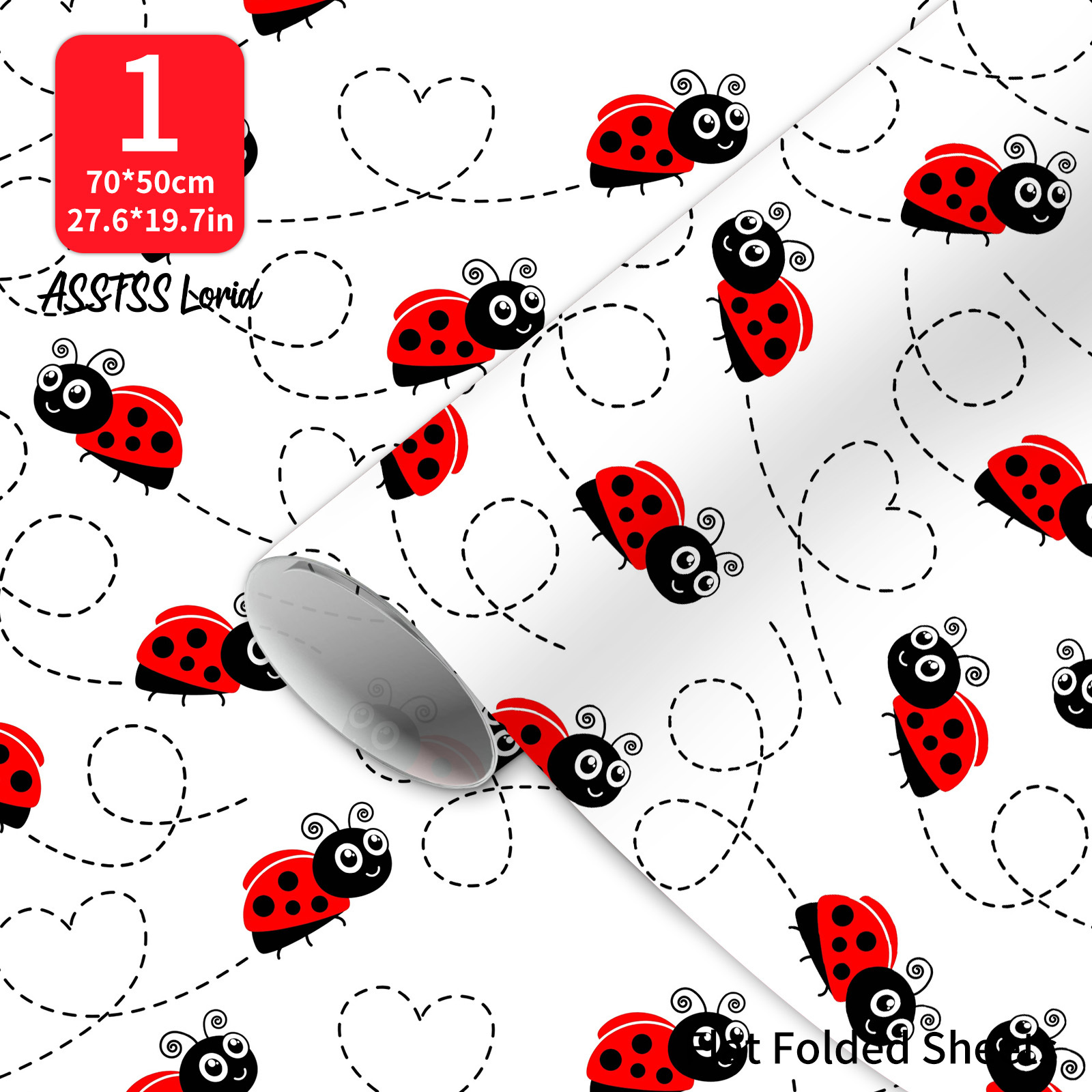 TEMU 1 Sheet Asstss Large Ladybug & Wrapping Paper - 20x28" Roll Suitable For Birthdays, Graduation Gifts, Diy Crafts, High-definition Aesthetic