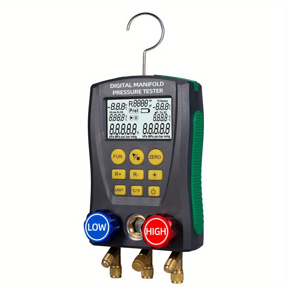TEMU Dy517 Pressure Gauge Refrigeration Digital Vacuum Pressure Manifold Tester, Professional Tool, Accurate Detection, Essential , For Air Conditioning Repair