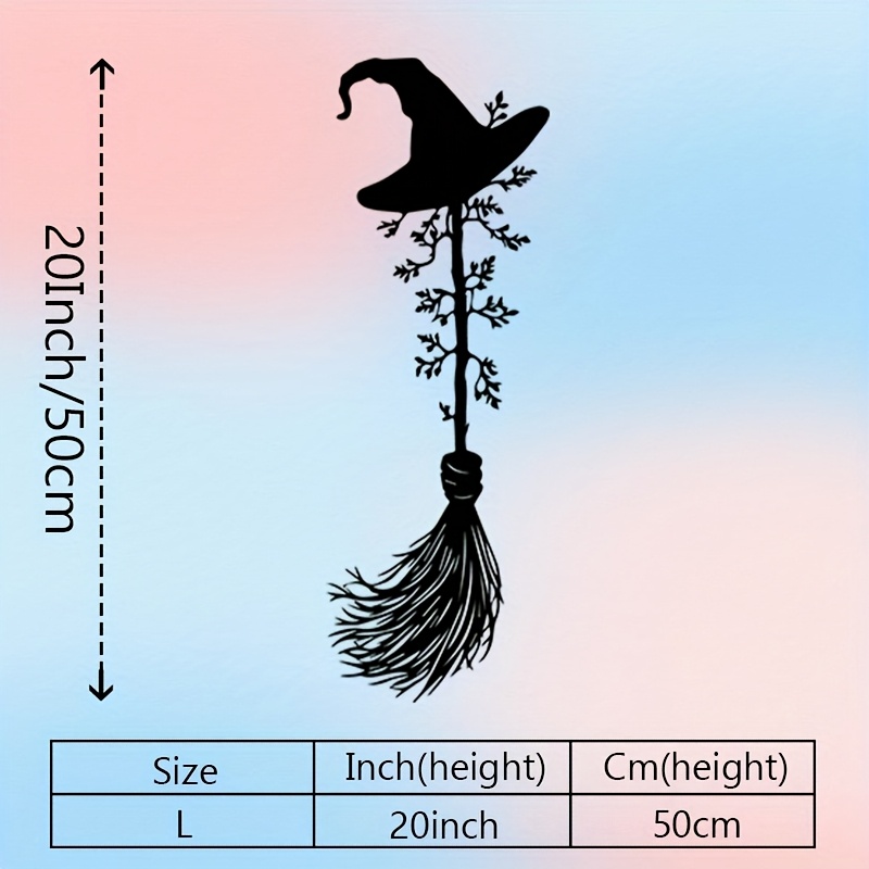 TEMU 1pc [Art de Silhouette Métallique] Broomstick de Sorcière Noire Décoration Murale Sculpture Style Gothique en Fer Décoration d'Halloween