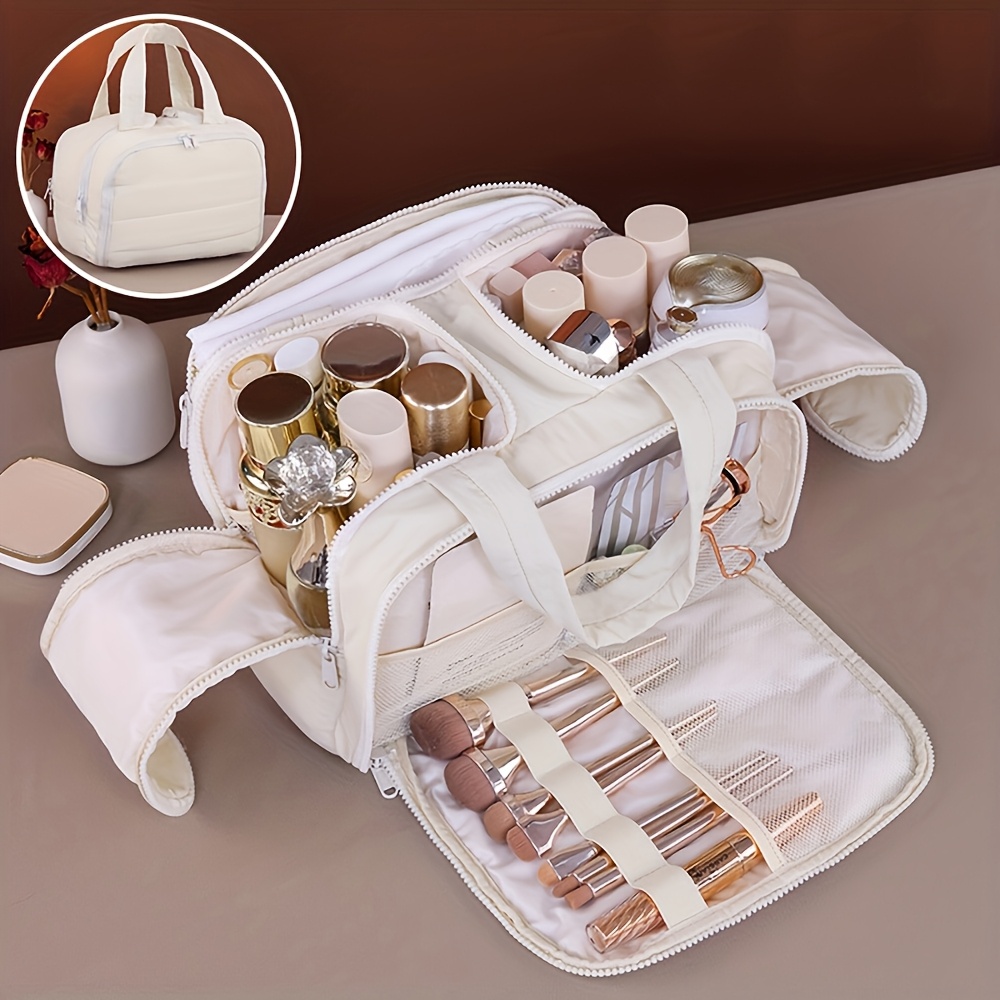 TEMU Cosmetic Storage Bag, Portable Makeup Bag, High Toiletry Bag, Large Capacity Beauty Organizer Pouch For Women