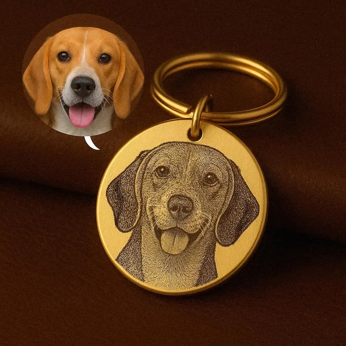 Image of A Personalized Custom Photo Keychain, Personalized Pet Portrait With Round Pendant, Custom Gift For Dog Owners, Durable Holiday Accessory, Street Style Fashion