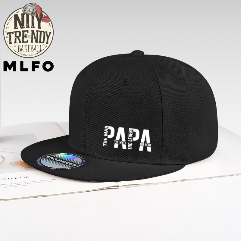 Image of Men's 'papa The For Man The Legend ' Print Snapback Hat, Hip Hop Baseball Cap, Adjustable Dad Hat For Casual Streetwear, Perfect Father's Day Gift For Papa