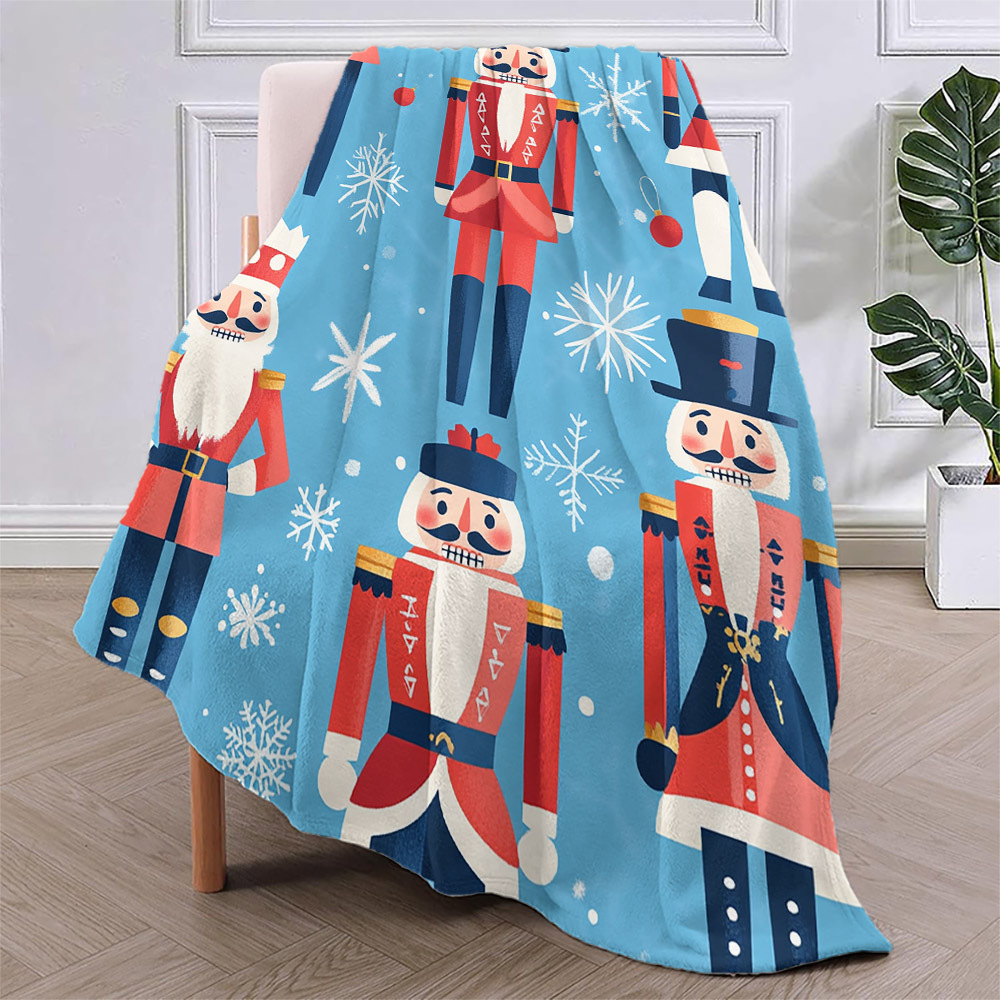 contemporary cartoon nutcracker pattern flannel throw blanket hypoallergenic   quilted polyester bedding with   for multipurpose use ideal christmas gift details 8