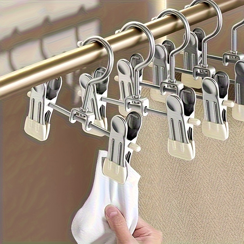 Image of 5pcs Space- Clothes Pegs, Upgraded Double-ended Clips For Hangers, For Wardrobe Hooks, Clothing Clips, Hats, Pants, Storage Hanging, Travel Hooks