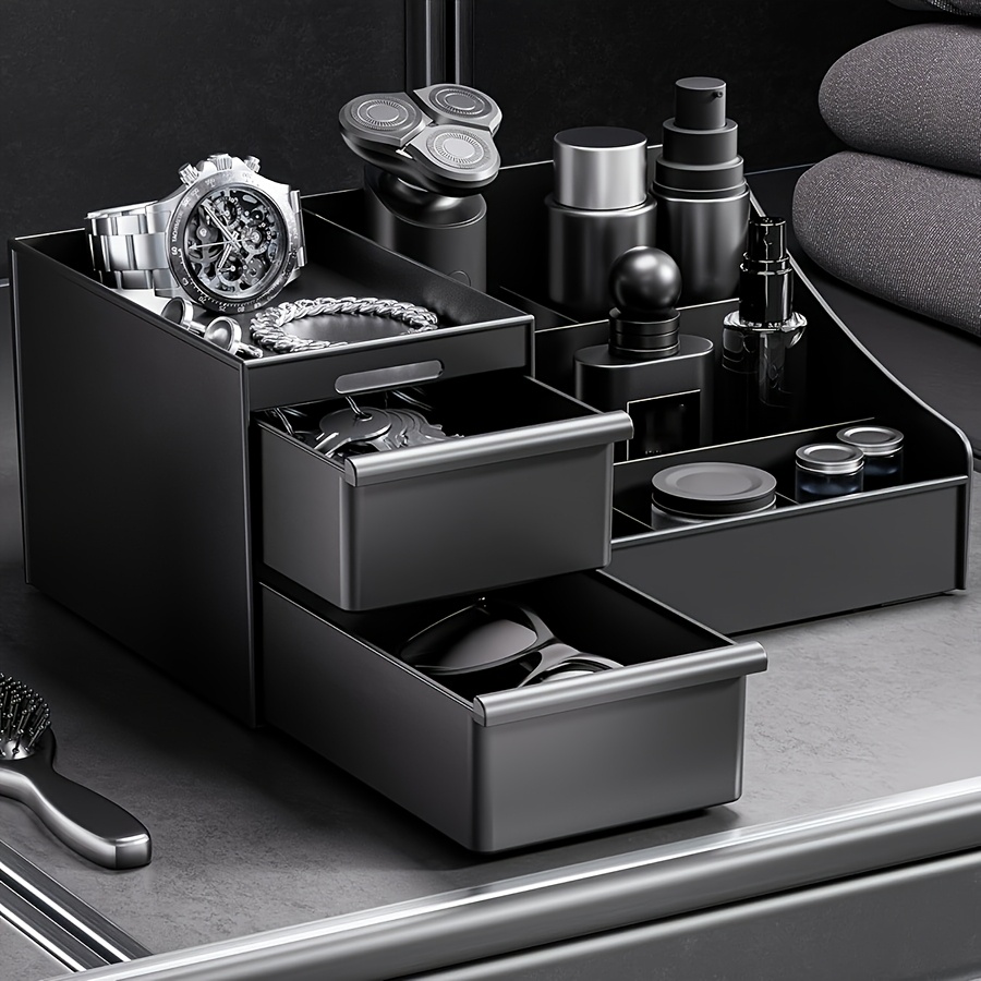 TEMU Large Capacity Men's Makeup Organizer: Suitable For Skincare And Makeup Tools, Enhances Quality