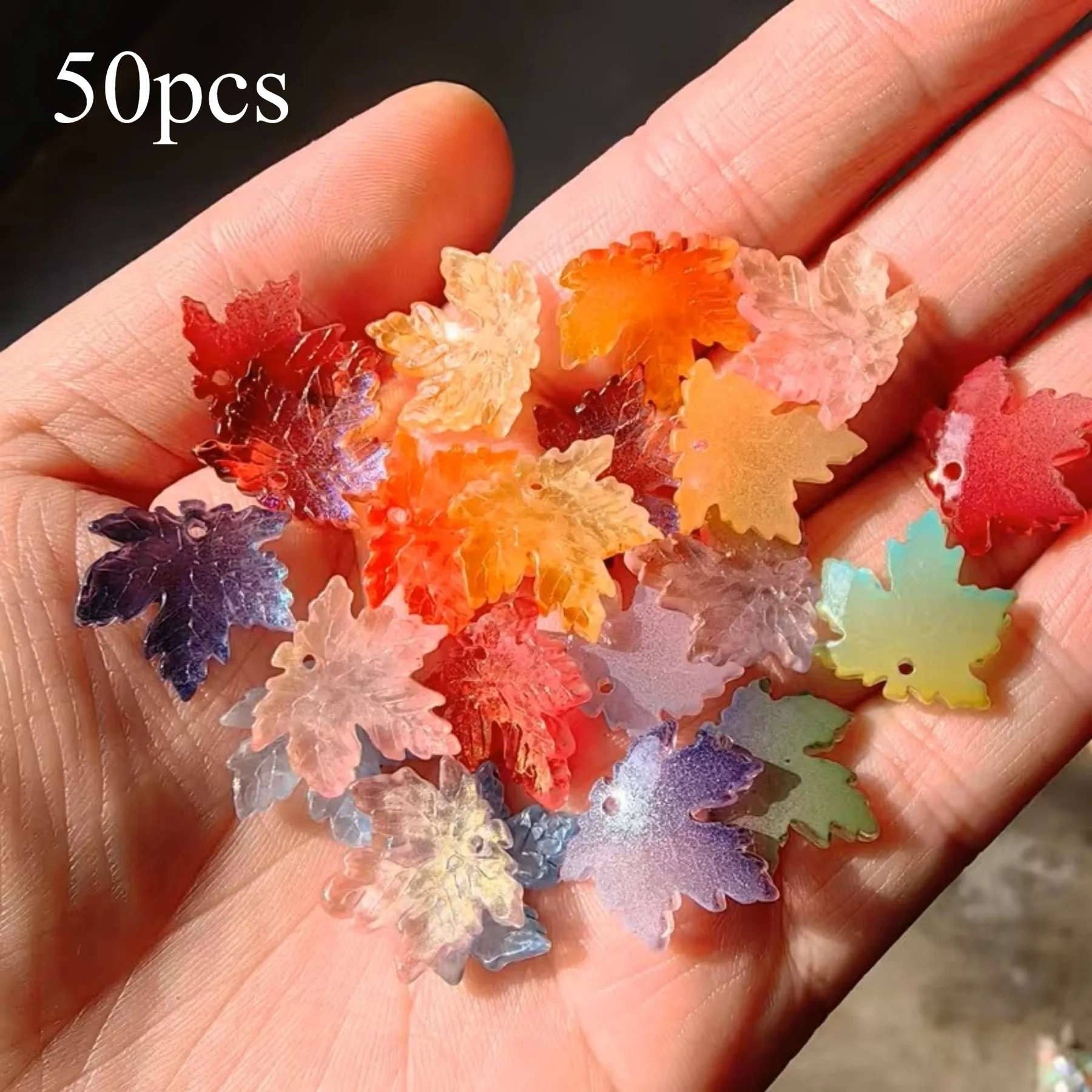 TEMU Set Of 50 Colorful 15mm Glass Beads Shaped Like , Perfect For Jewelry Such As Earrings And Bracelets, Ideal For New Year Gifts And Crafting
