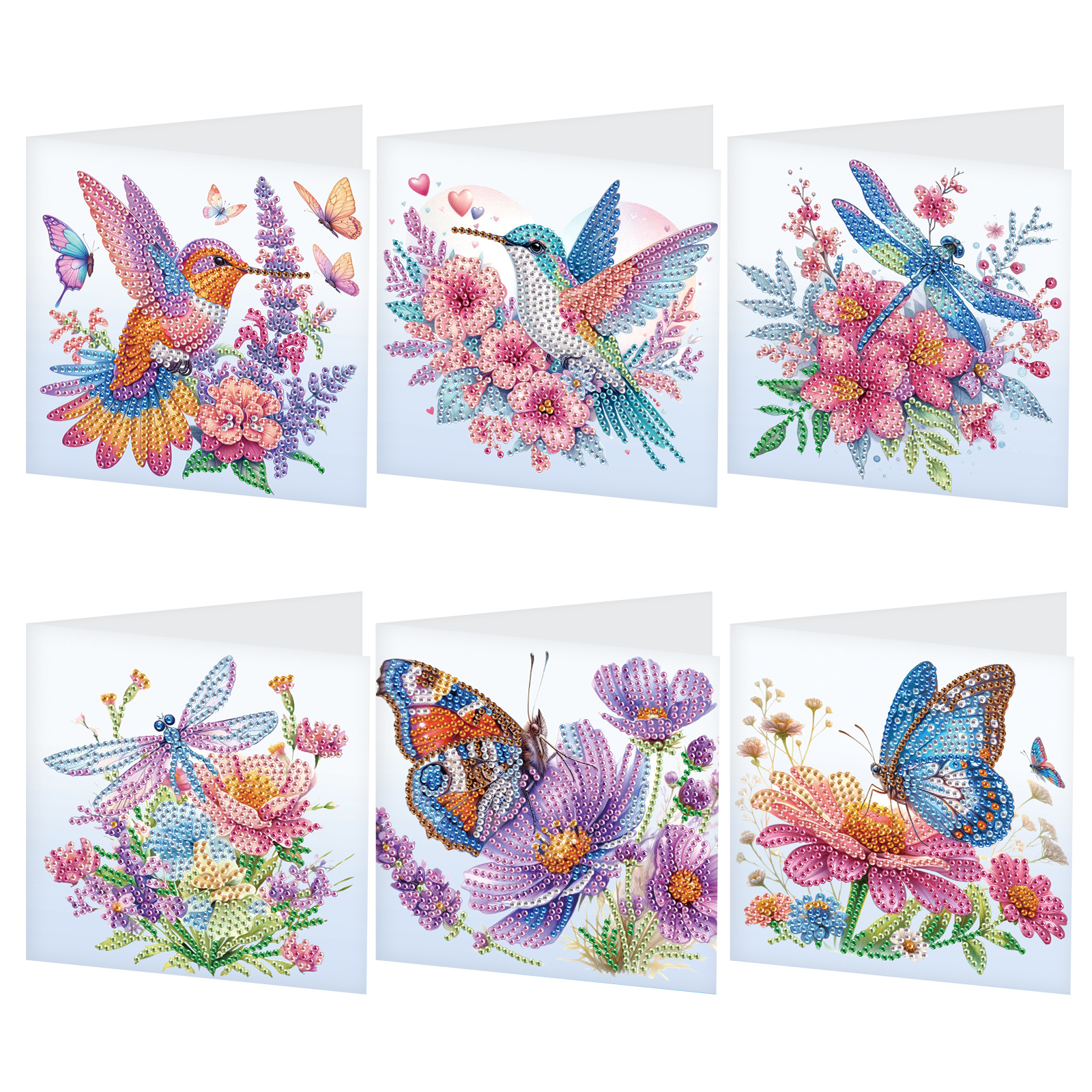 

Diy Diamond Art Greeting Cards Kit - 6pcs With Envelopes, Handcrafted Animal & Floral Designs For Birthdays, Thank &