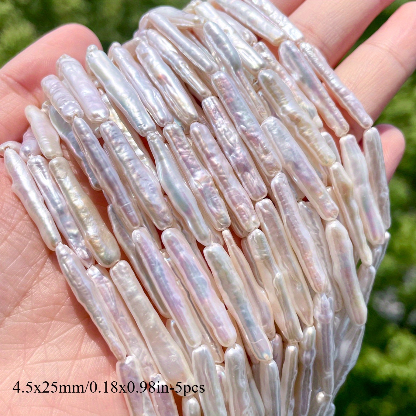 Image of Aaa 5pcs Natural Freshwater Baroque Pearl Beads 4.5x25mm Stick Shape Gorgeous Loose Spacer Pearl Beads For Jewelry Making Unique Bracelets Necklace Earrings Crafts Supplies