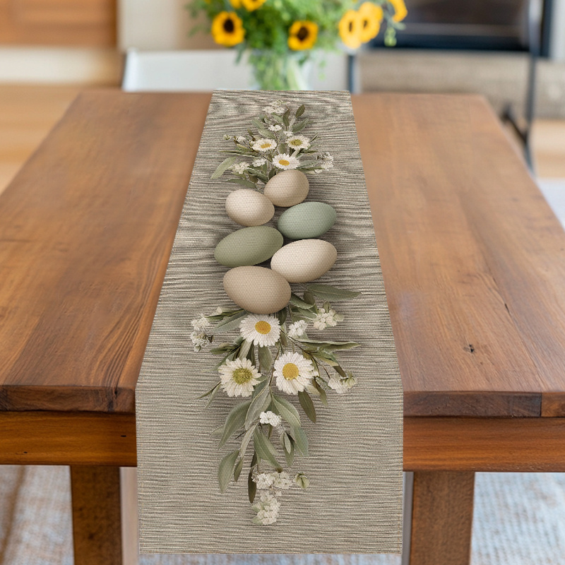 TEMU Runner da , Copertura per tavolo, Design e a uovo con e verde, Tono , per , , Feste, Picnic, Riunioni e , per casa, , Caff癡, Cucina, Tavolo da ,