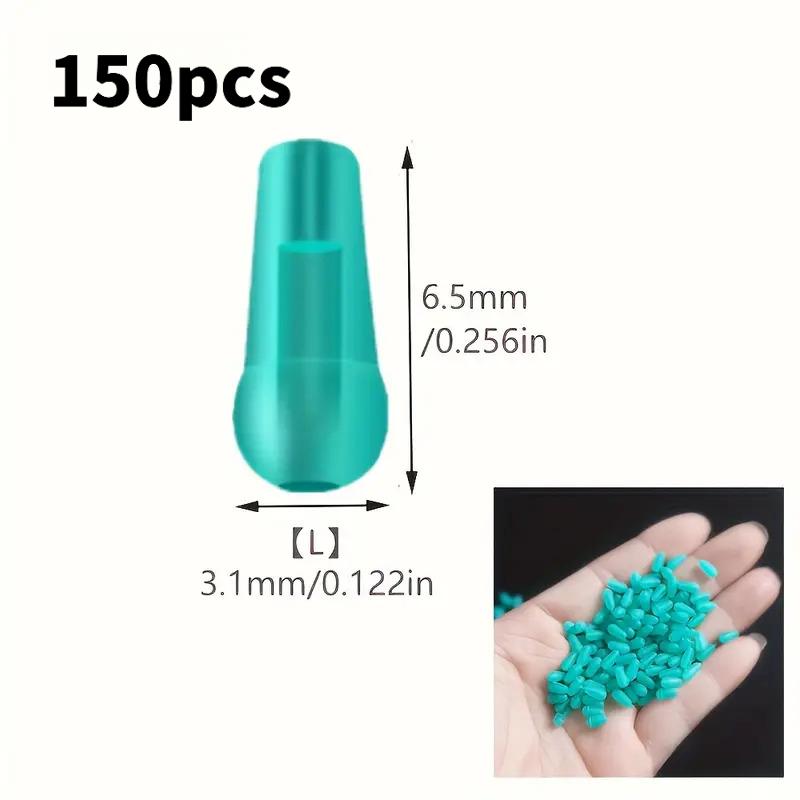 TEMU 150pz Fermagli Galleggianti da Pesca in Silicone Verde Acqua - Adattatori per Filo da Pesca, Elementi di Montaggio Anti-Groviglio, Adatti per la