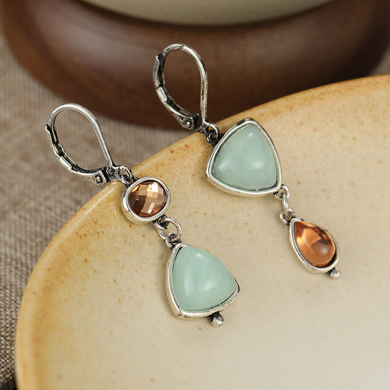 Boho Vintage Asymmetrical Dangle Hook Earrings, Ethnic Fashion