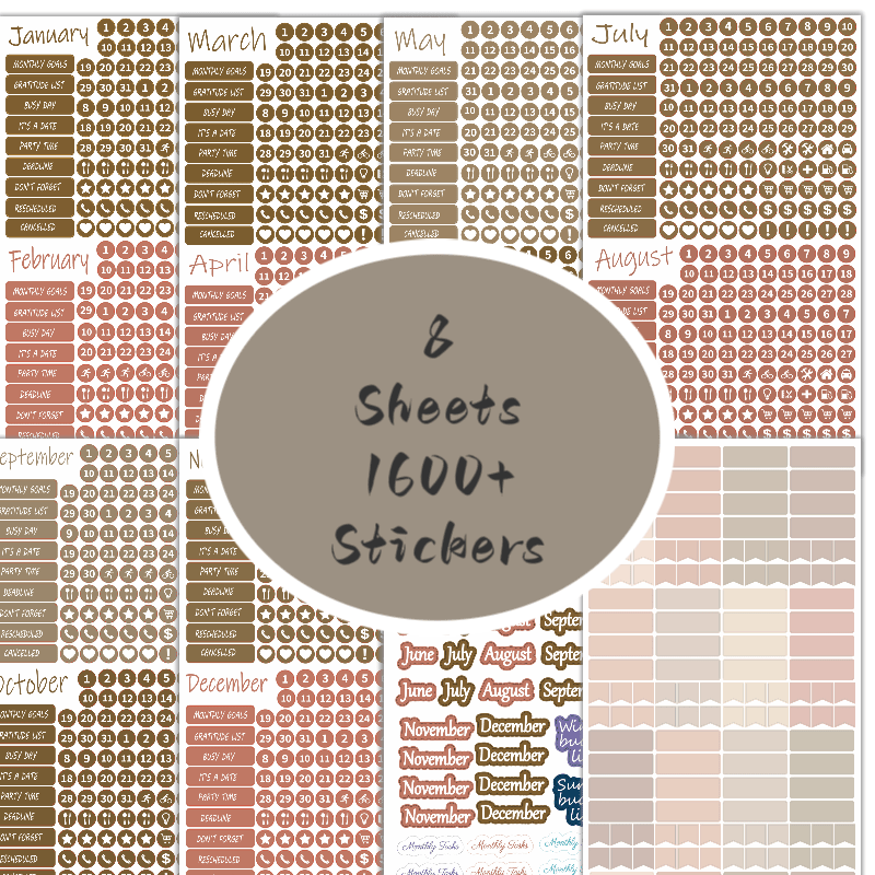 Temu – TEMU 1600+ Colorful Monthly Planner Stickers – 8 Sheets, Featuring Goal Trackers, Holiday And Seasonal Event Decorations, Suitable For Calendars,