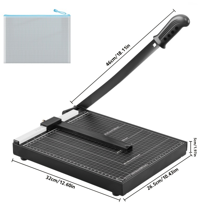 TEMU 12 Inch Guillotine Paper Cutter With Heavy Duty Base, With Portable File Storage Carry Bag, Sharp Blade For Clean , Ideal For Cardboard, Photos,