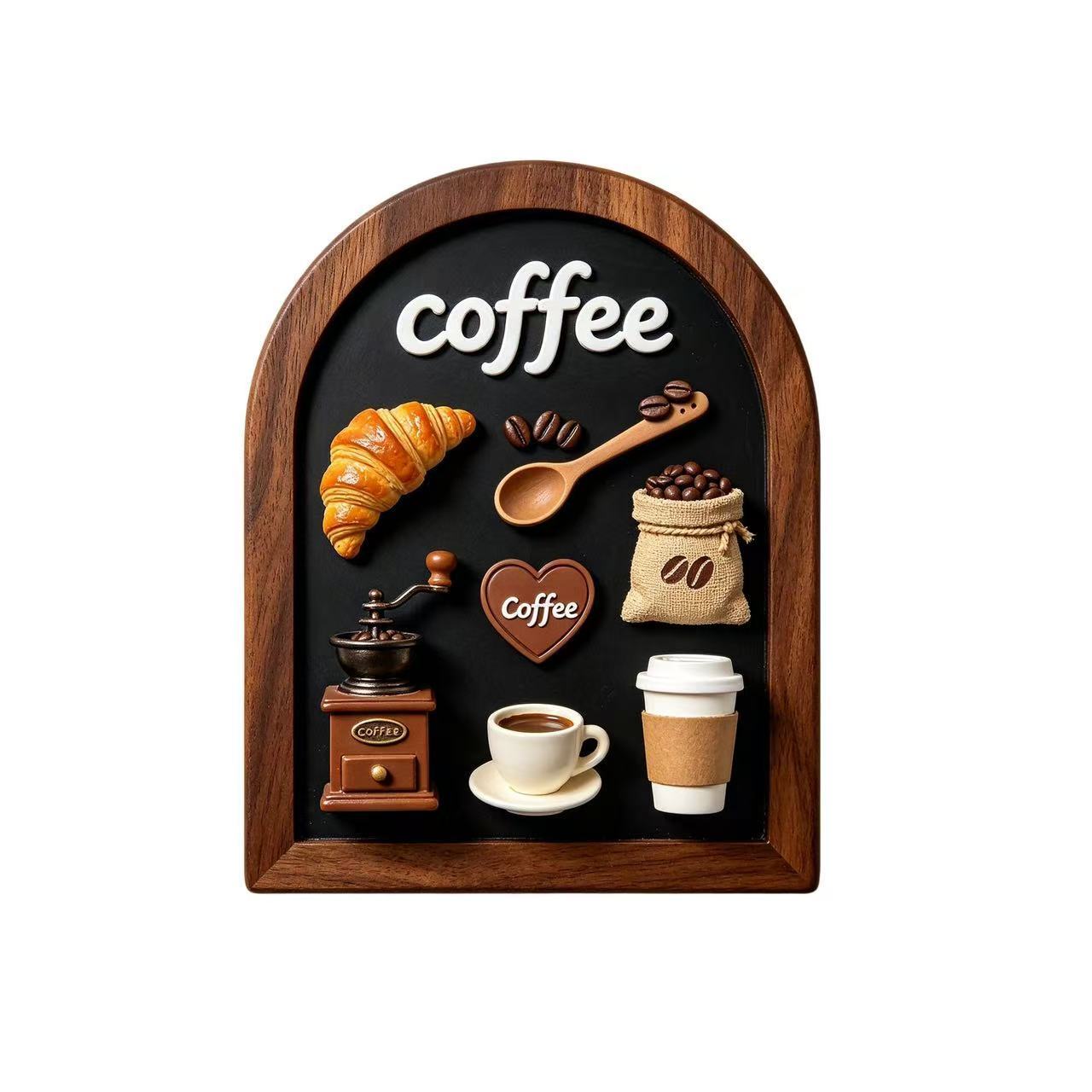 TEMU 2d Flat, Halloween, Christmas Gift, 1pc Wooden Magnetic Fridge Magnet, Coffee Theme, Decor Magnet - Suitable For Kitchen, Refrigerator,