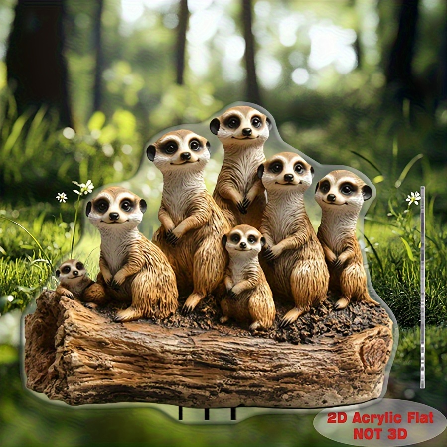 E-shop 2D Flachdruck Acryl Niedliche Affenfamilie Gartenstecker für Außenbereiche, Höfe, Rasen und Topfpflanzen, dekorative Einlagen geeignet für