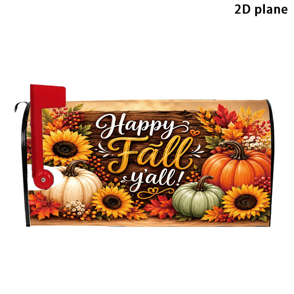 TEMU 2d Flat 1pc, Autumn Theme Elements Mailbox Cover, Standard Size 21x18 Inch Magnetic Mailbox Cover, Suitable For Home Garden Courtyard Outdoor