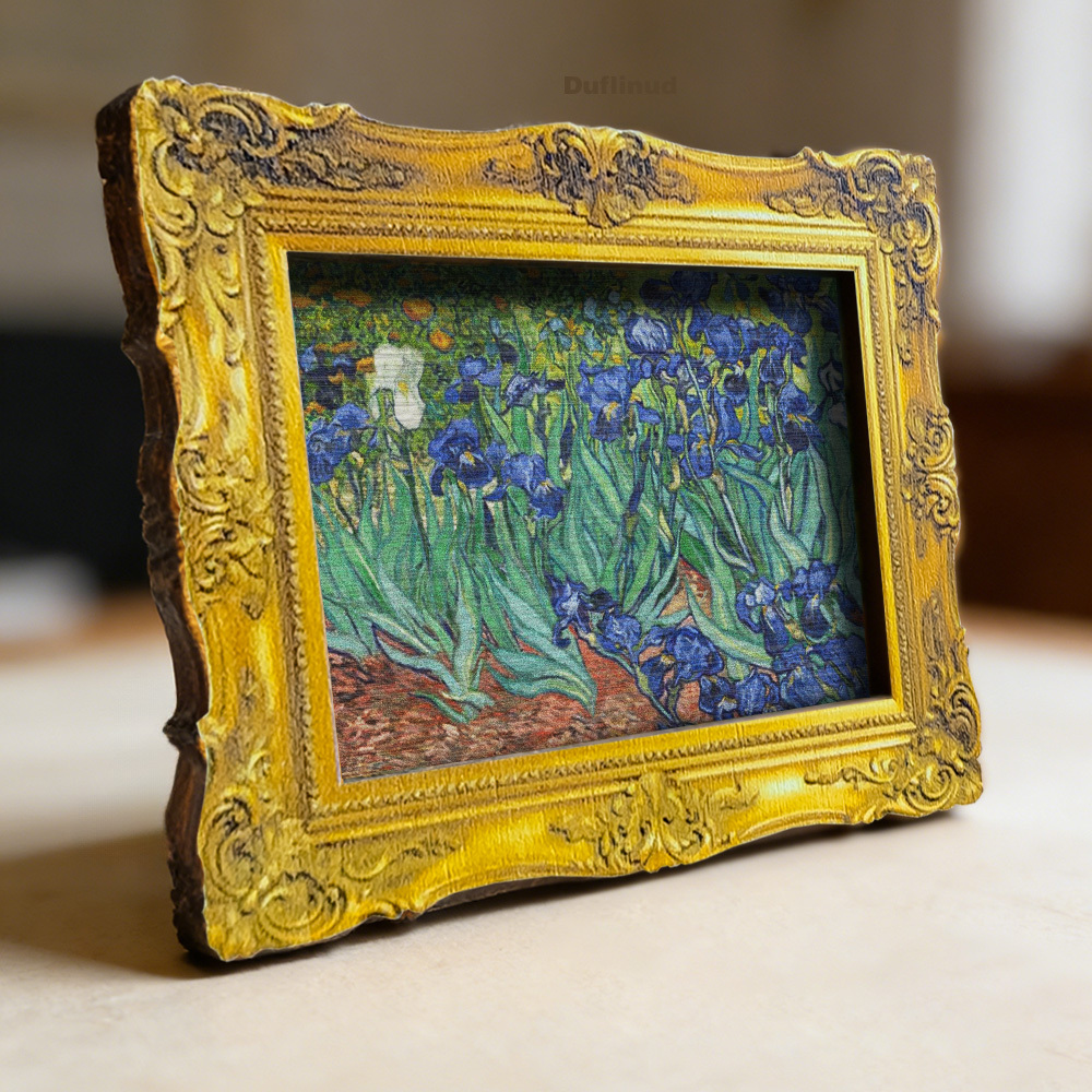 TEMU 1pc Duflinud Van Gogh Flower Magnet - Wood Fridge Magnets Suitable Decor, Miniature Van Gogh For Fridge Door, Backing For Notes/ Lists, Gift For