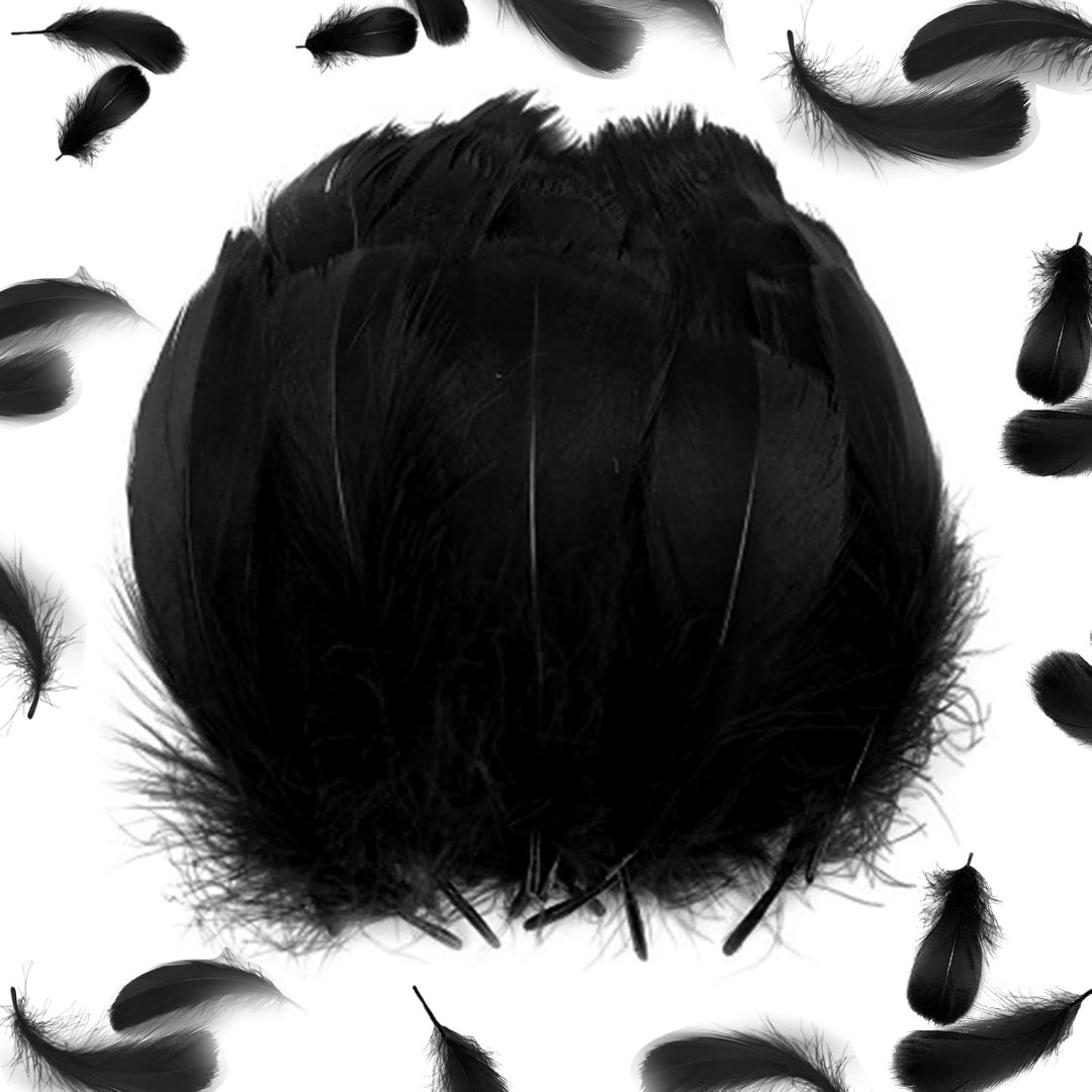 TEMU 200pcs 8-12Cm/3.15-4.15Inch Pièces Décoratives de Coiffure en Fibre Noire Pure Haute-Époque et Moelleuse, Style Foncé Peut Être Découpé, Ajouts