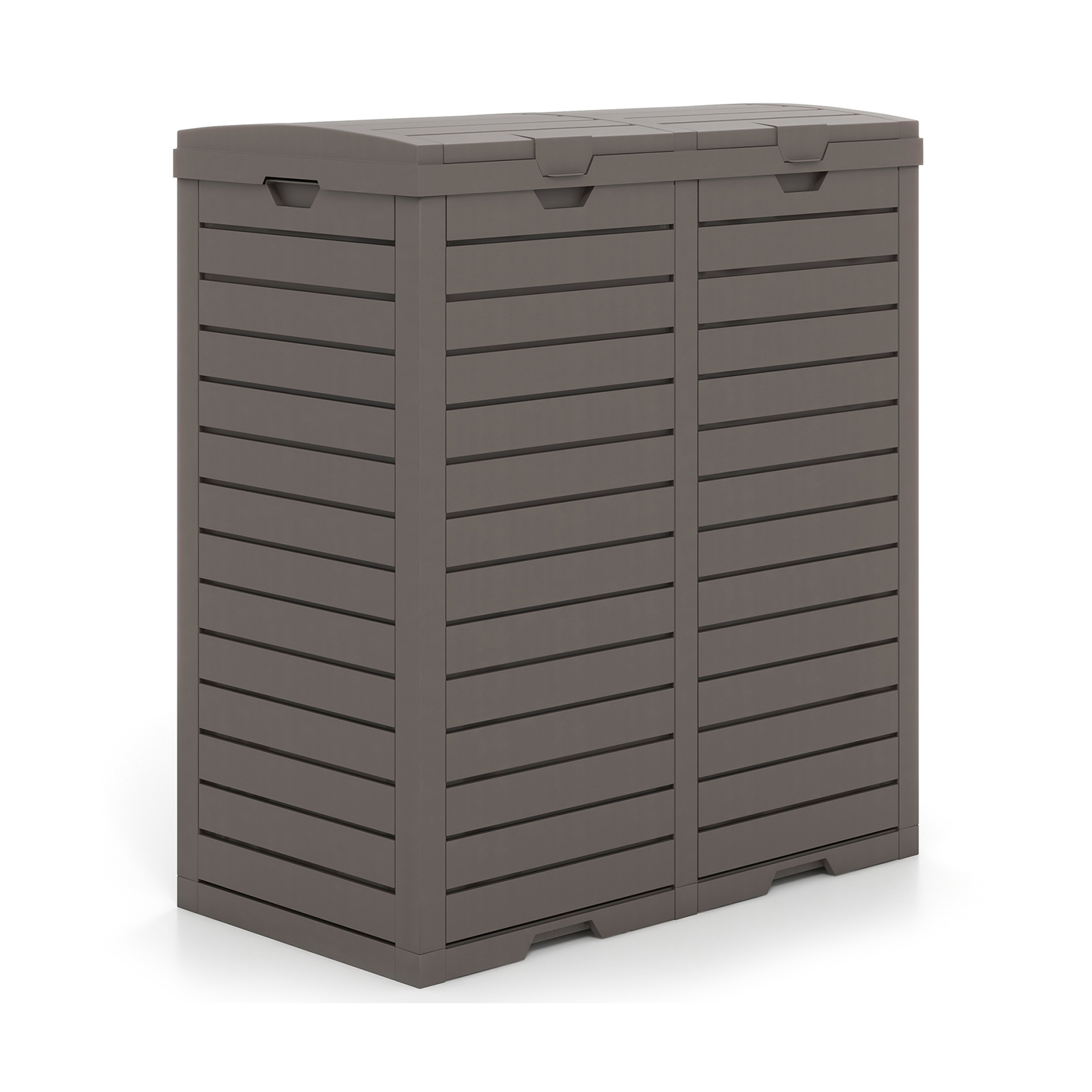 62 Gallon Kitchen Trash Can With Double Buckets, Waterproof Outdoor Waste Bin, Tiered Lid, Drip Tray, Cut-out Handles, Convenient Garbage Sorting