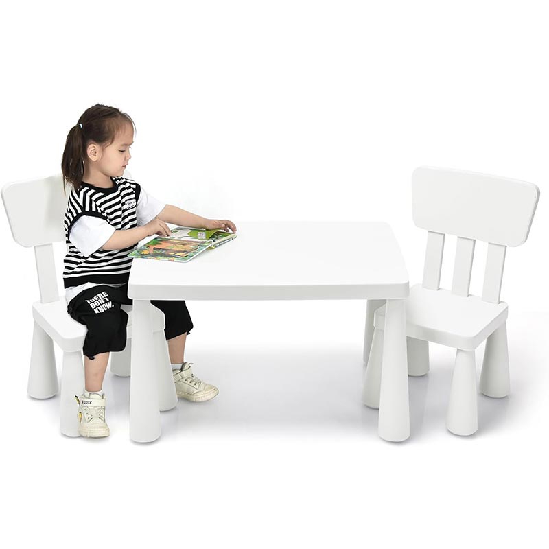 Image of 3pcs Kids Table And Chairs Set, Lightweight Plastic Children Activity Center For Reading, Writing, Painting, Snack Time