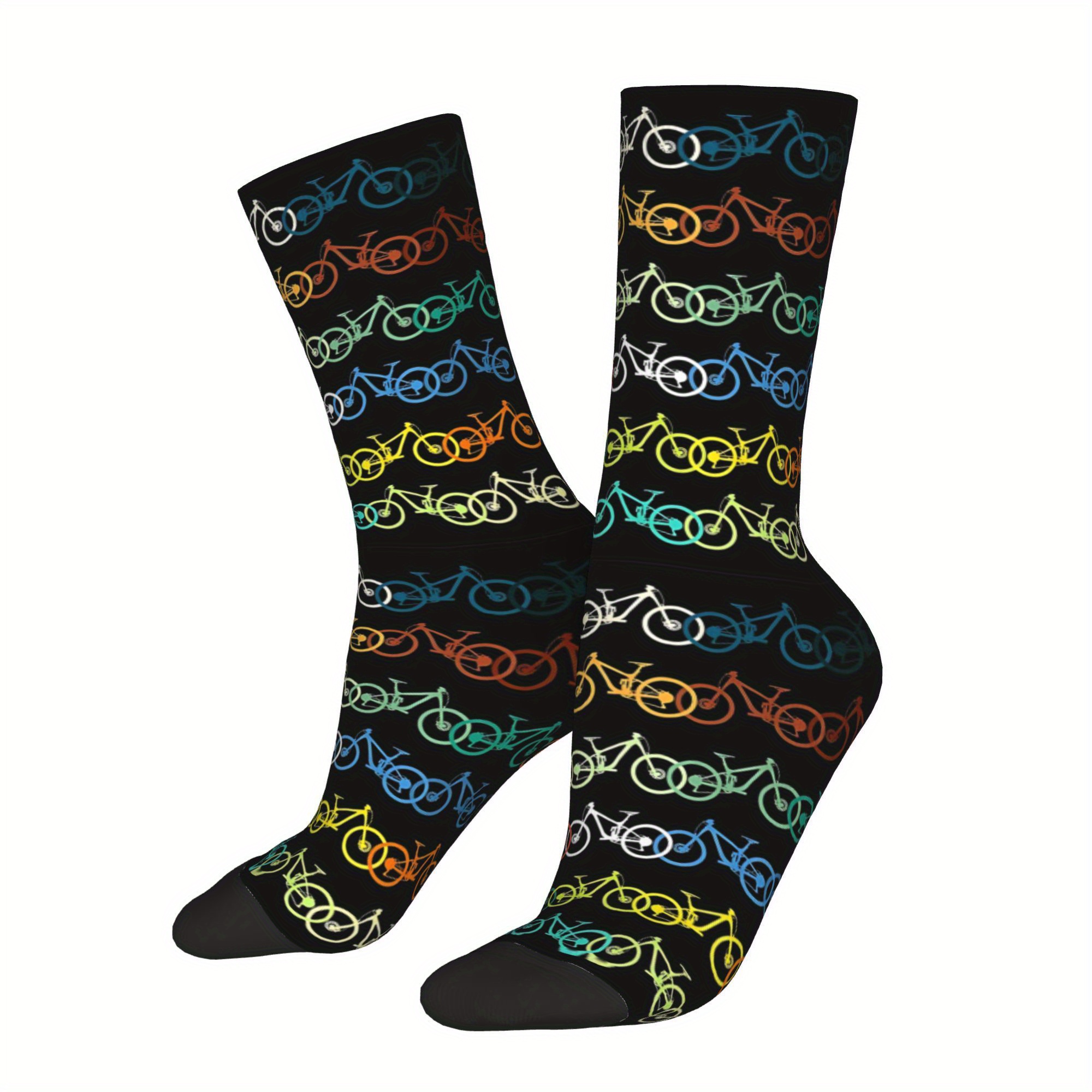 TEMU 1 Pair Mountain Bike Biker Biking Cycling Printed Men's Socks Novelty Sock