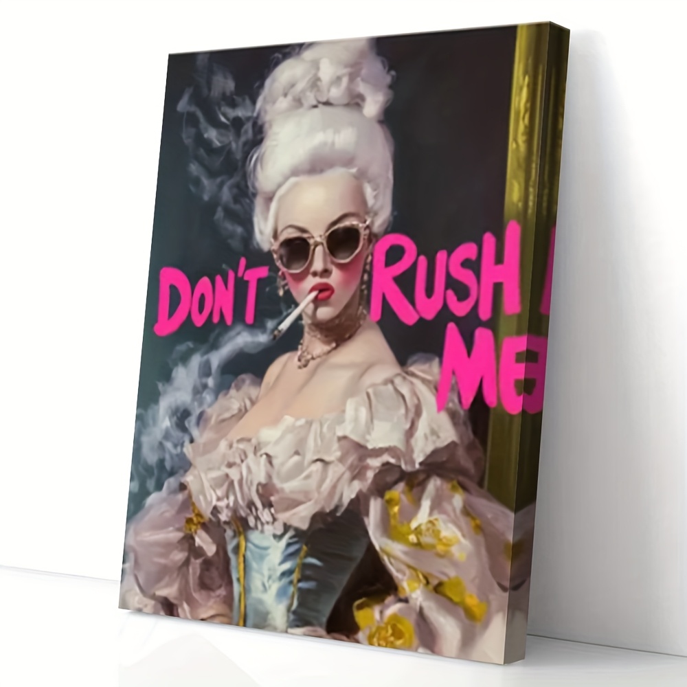 TEMU 2d Flat, 2d Flat, Posters & Prints 1pc "don't Me" Framed Wall Art - Art Portrait Of Woman In Period Clothing With Modern Pink Text, ()