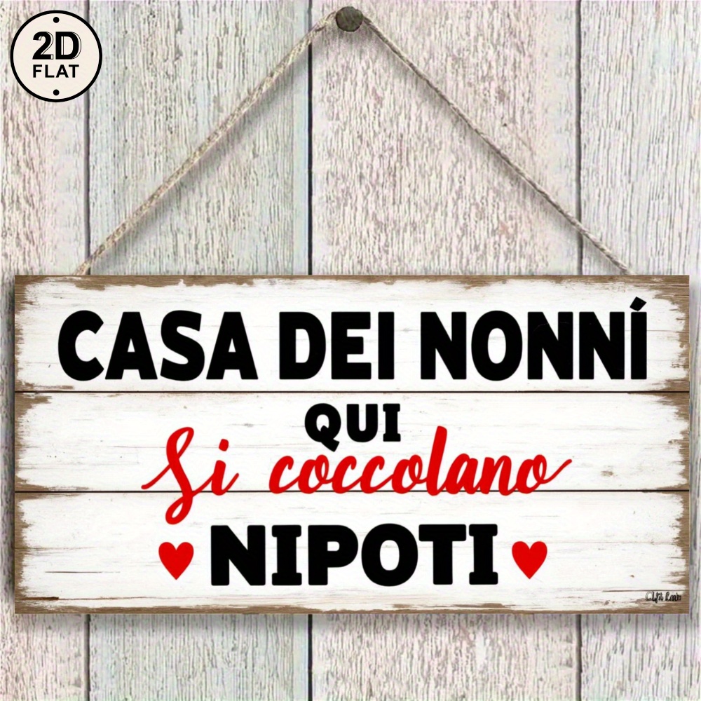 TEMU Insegna in legno stile 2D piatta, , "Casa Dei Nonni Qui Si Coccolano Nipoti" (Casa dei Nonni i Nipoti Viziati), Decorazione per la casa, 2D