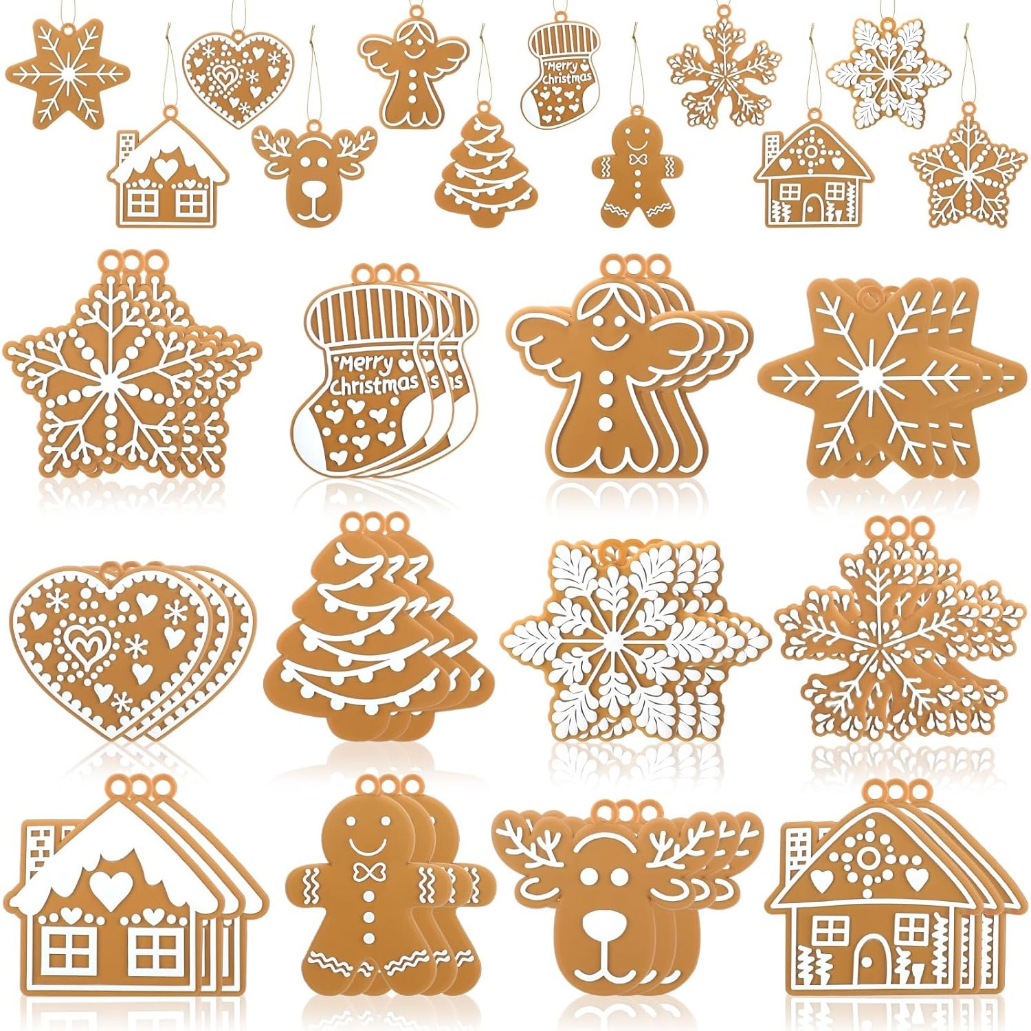 TEMU 24 Wooden Decorations In Of Christmas Gingerbread Snowflakes, Reindeer, And Trees For Farmhouse-style Hanging. Are Festive Ornaments For