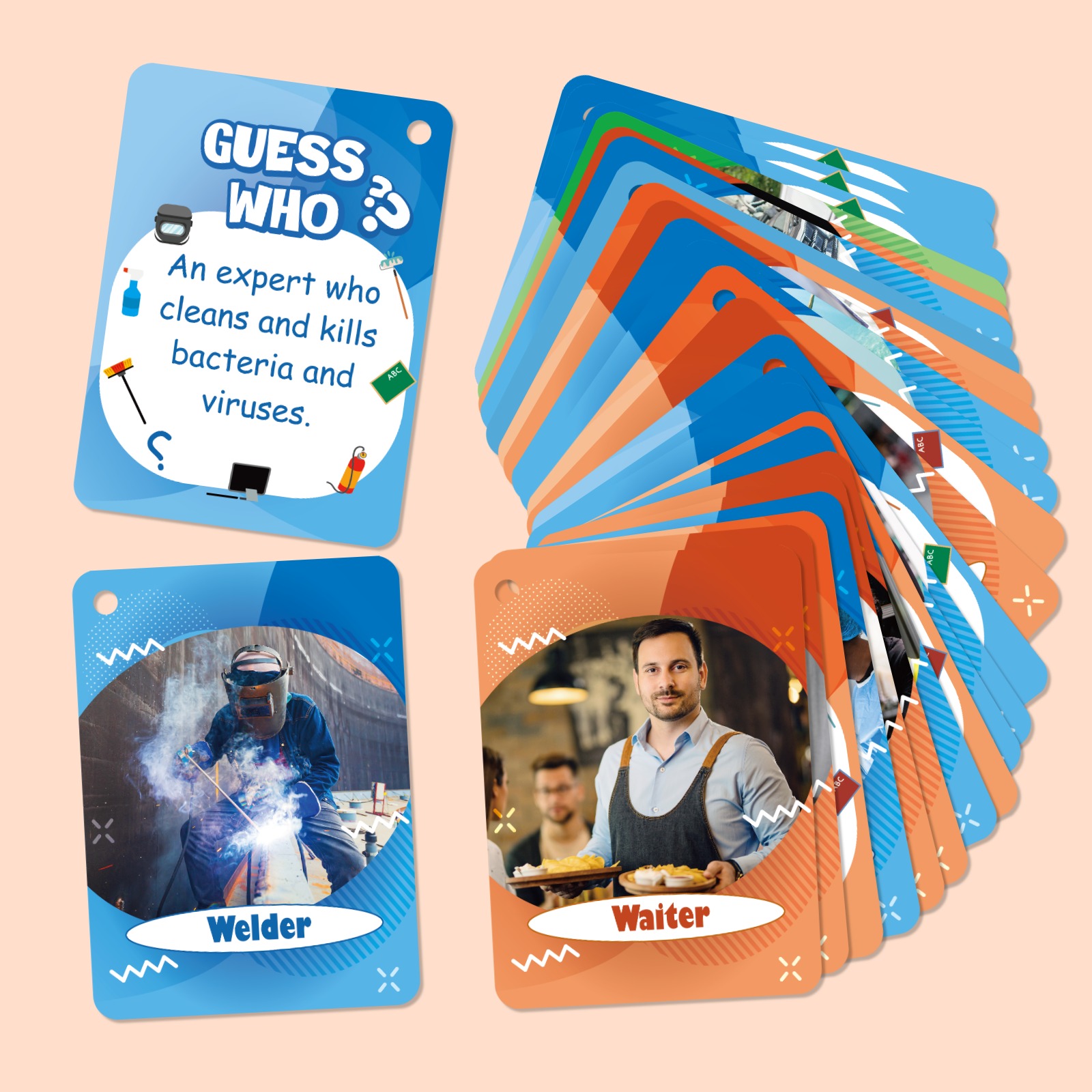 TEMU 50pcs Career Who Cards Suitable For Teachers, Parents, Classrooms & Career Counseling - Double-sided Description Clues With Multiple Career For