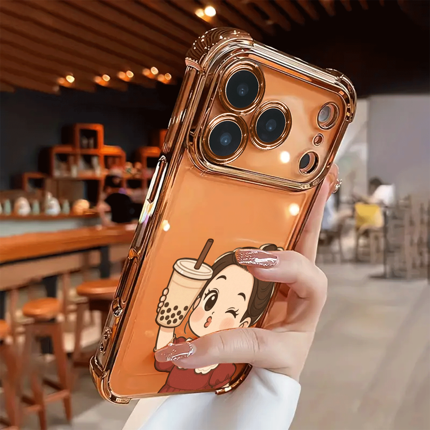 item picture phone   creative   tea pattern four corner shockproof phone case for iphone 17 16 15 14 13 12 11   xs   phone cases couple style cute shockproof a gift for yourself   holiday gift new year gift