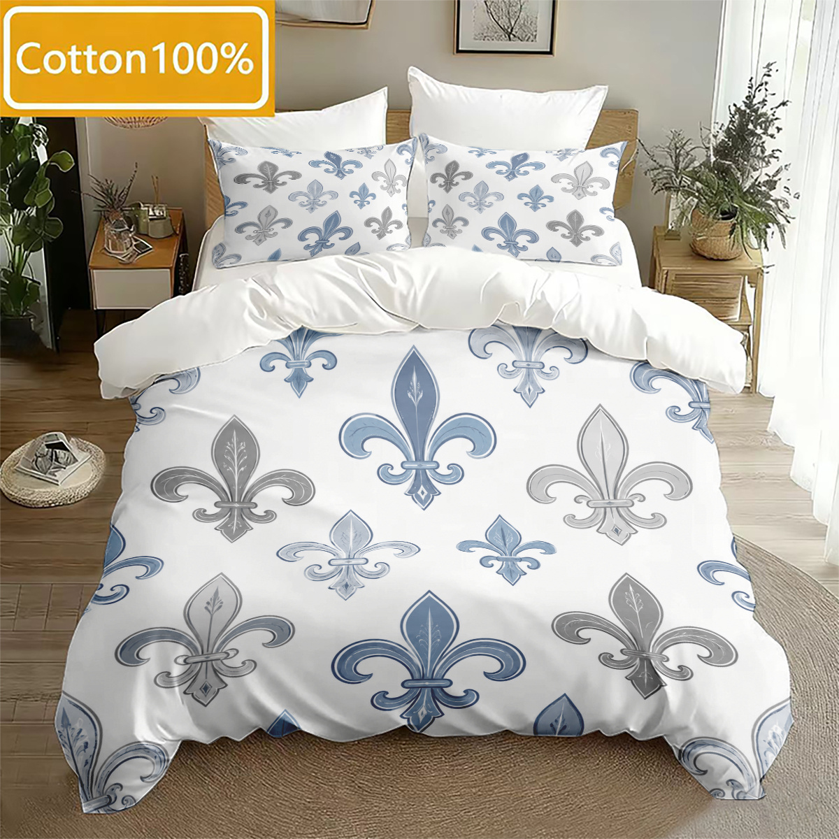 item picture 2 3pcs 100 cotton bedding with   duvet cover and pillowcases elegant floral print   to   your   the duvet cover and pillowcases feature 3  botanical prints set does not   filling