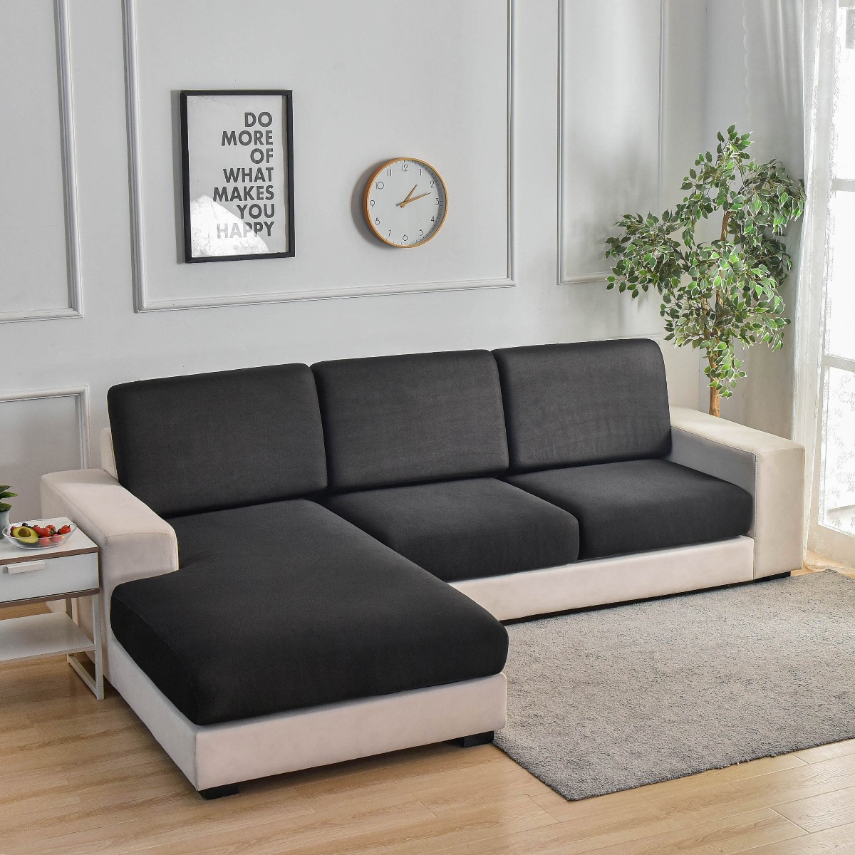 TEMU 6pcs Family Set: High-elasticity Brushed Fiber Fabric Single Seat Cushion Cover   Backrest Cover   L-shaped Sofa Cover. Suitable For Home And