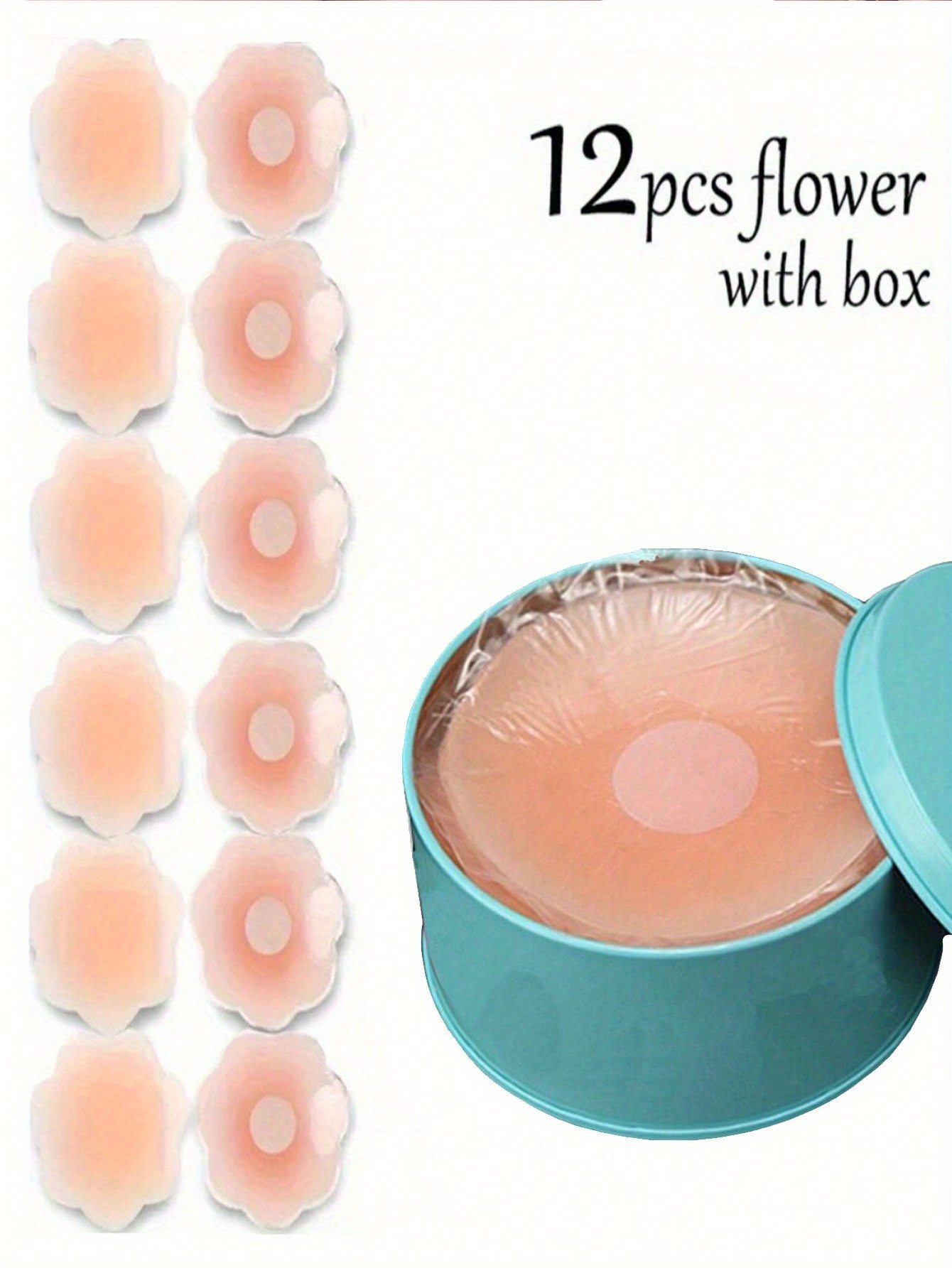 12pcs Reusable Strapless Seamless Self-Adhesive Breast Patches - Silicone Floral Embellished Pasties for Women, High Elasticity Sporty Style, Hand Wash Only, Elegant Collection, Breast Pads, Wardrobe Essential, Stylish Undergarment, Comfortable Fit, Adhesive Covers, Special Occasions