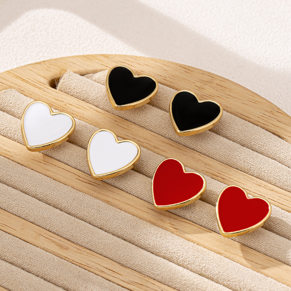 TEMU 6pcs Set Vintage Elegant Heart Stud Earrings, Alloy With Stainless Steel Posts, Fashionable Design, For Women, With & Valentine's Day Gift