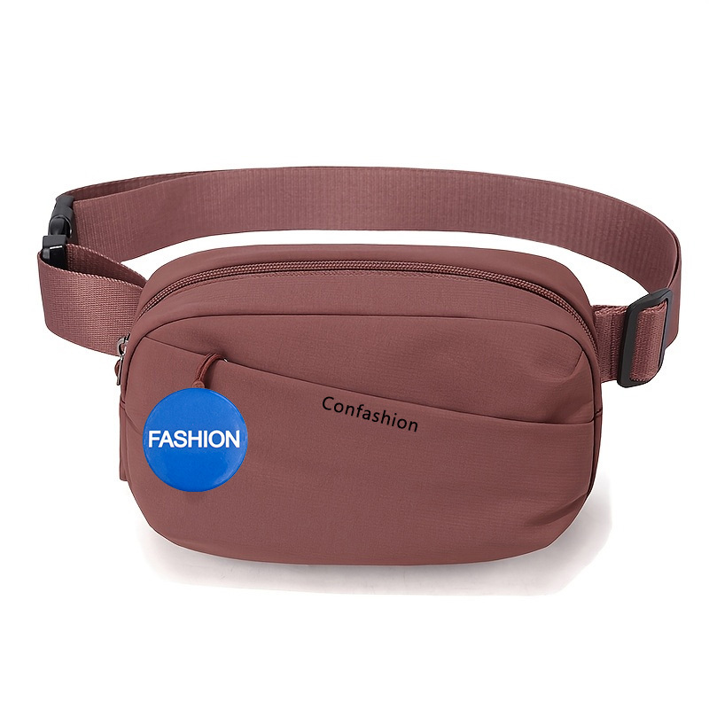 TEMU Women's Waist Bag - [1 Bag   1 Badge] Unisex Shoulder Crossbody Bag For Spring And Summer, Multi-functional Chest Pack, Outdoor Casual Fashion