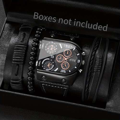 imagem do item conjunto de relógio de de com balança digital de e pulseira, tendência de da moda masculina, 4 peças/conjunto, caixa de relógio não