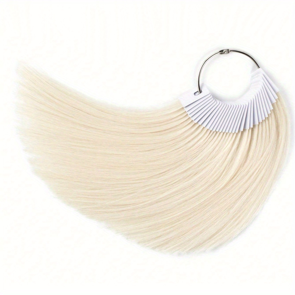 TEMU 30 pezzi Campioni di capelli da 6 pollici Ciocche di capelli lisci per testare per tinteggiare Anelli per testare Campioni di colori Espositore