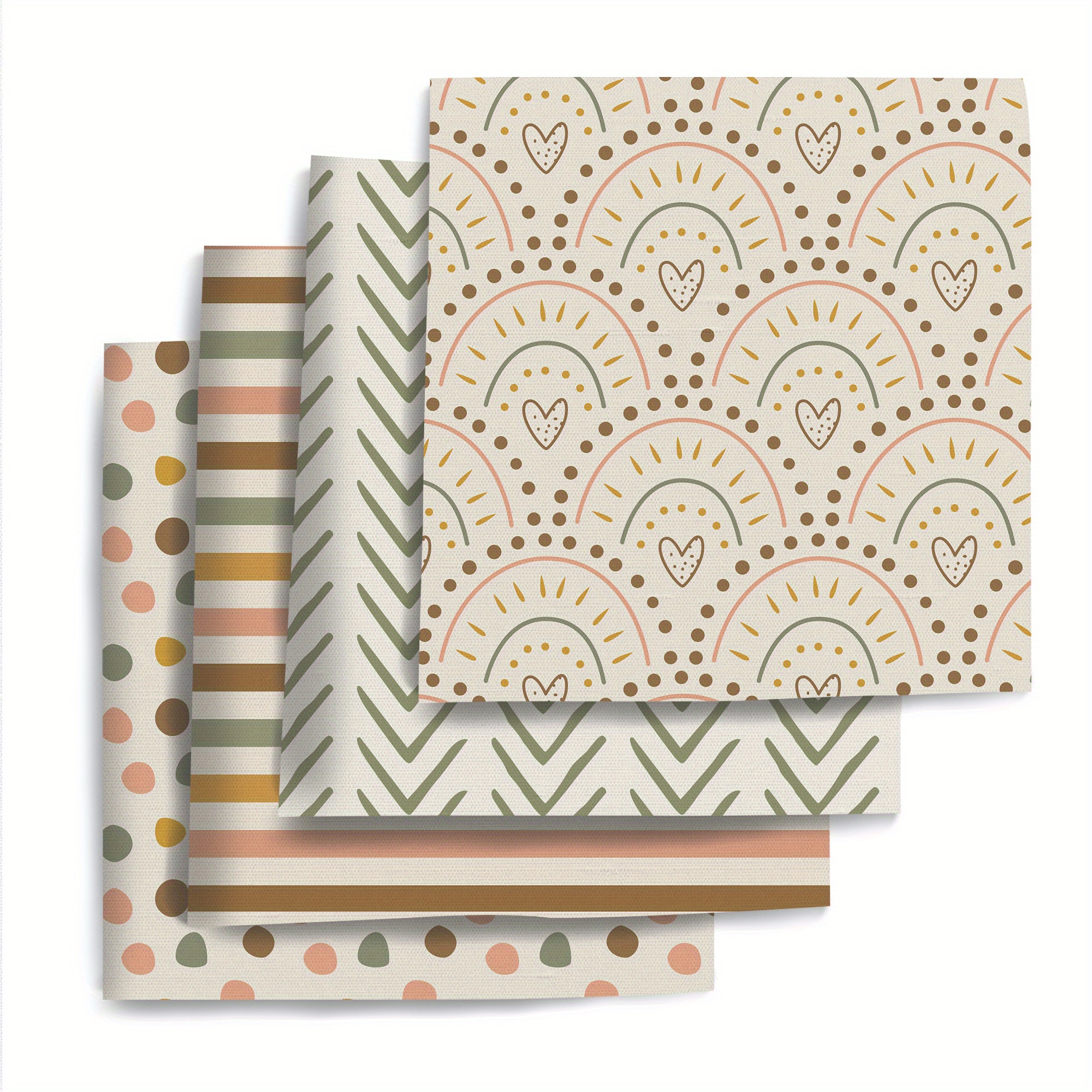 TEMU 4 pezzi/set 7,87x7,87 pollici (20x20 cm) Tessuto per Quilting Preconfezionato a Righe, Puntini e , di Tessuto Fat Quarter, in Poliestere per